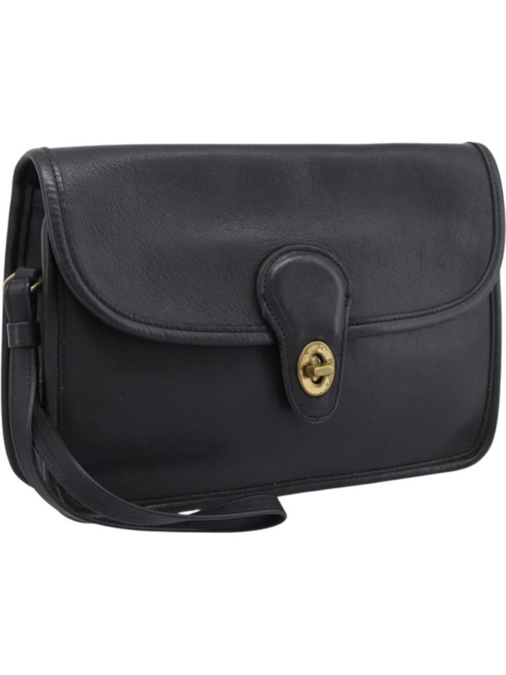 Coach Clutch Bag Leather Black Gold Tone